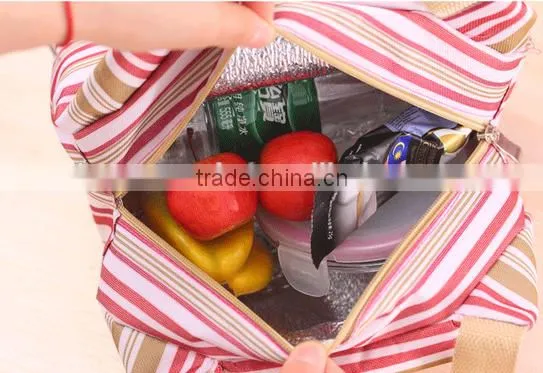 Classic horizontal stripe design lunch bag for office for wholesale