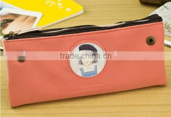 Hot sale two pockets school pencil bag/pencil case