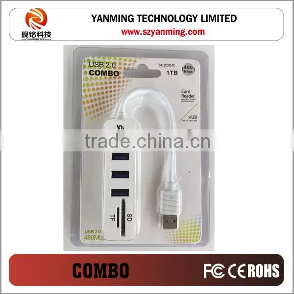 Promotional Gift COMBO SD TF Card Reader Usb 2.0 Combo Hub