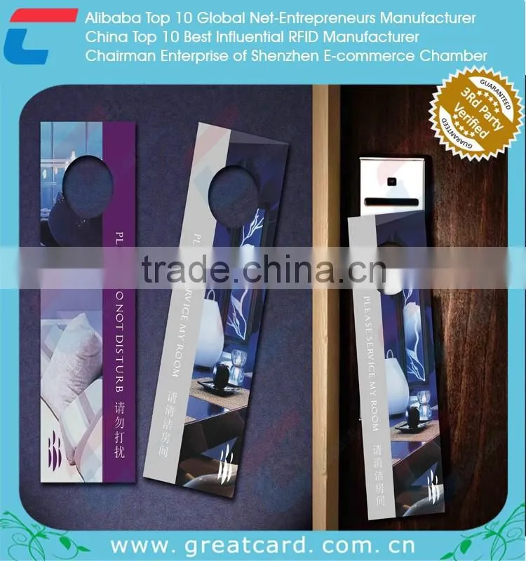 Promotional Custom printing plastic PVC Door Hanger tags for hotel
