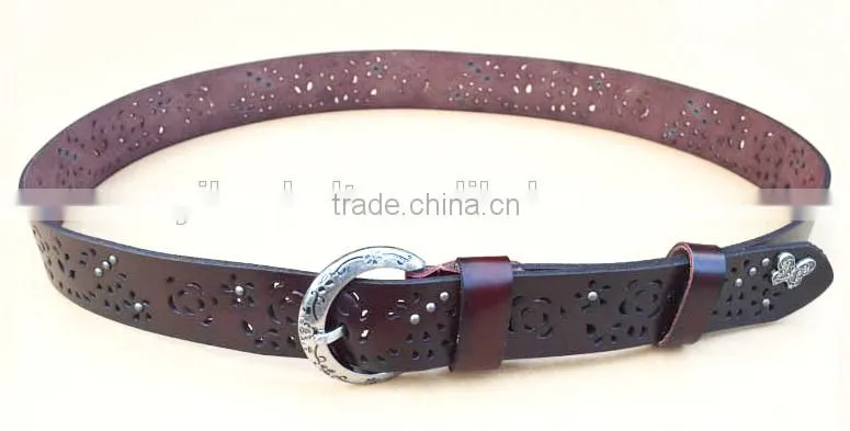 Woman Fashion Genuine leather ladies leather belt with Rivets