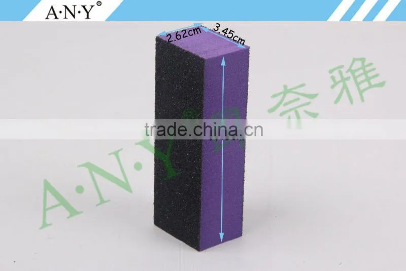 Nail Art Manicure Polishing Cheap Purple Sponge 3 Way Nail Buffer