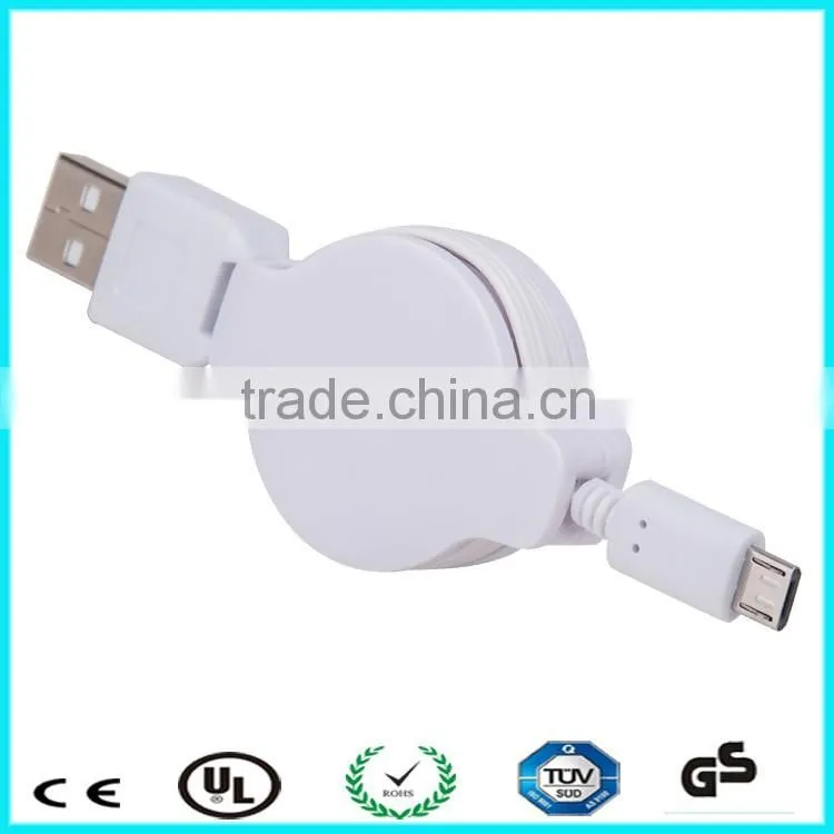 Black blue pink white green retractable micro usb cable