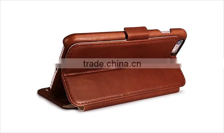 ICARER Genuine Leather Vintage Wallet Case with Three Credit Cards Slot For iPhone6/6s