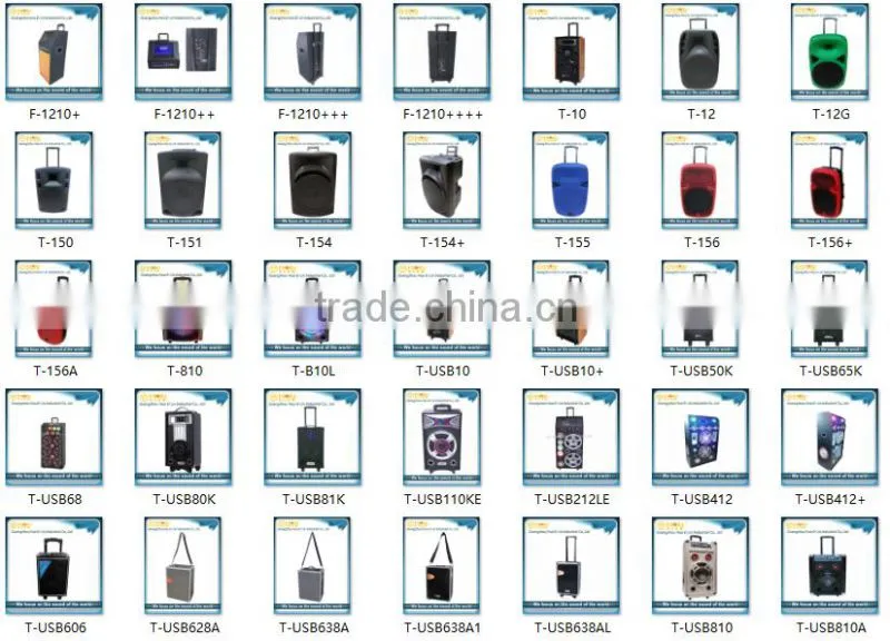 Plastic 15 inch trolley speaker portable outdoor speakers