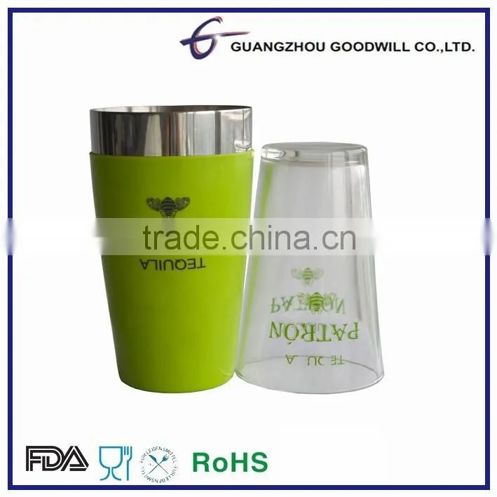 Shaker bottle with green PVC coating