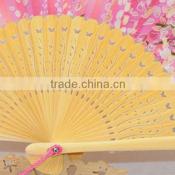Traditional high quality silk bamboo fan with flowers and butterflies