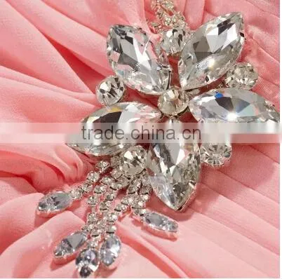 2014 New Design sew on rhinestones appliques and pearl trimming Handmade Welding with cristal strass for sash or wedding dress