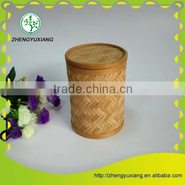 Antique natural bamboo tea caddy with lid