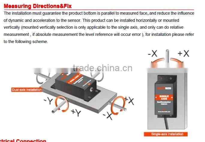 SCA141A Standard Relay Output Type Dual-axis 4 directions Tilt Switch Sensor, Positive Slope Negative Slope Monitoring