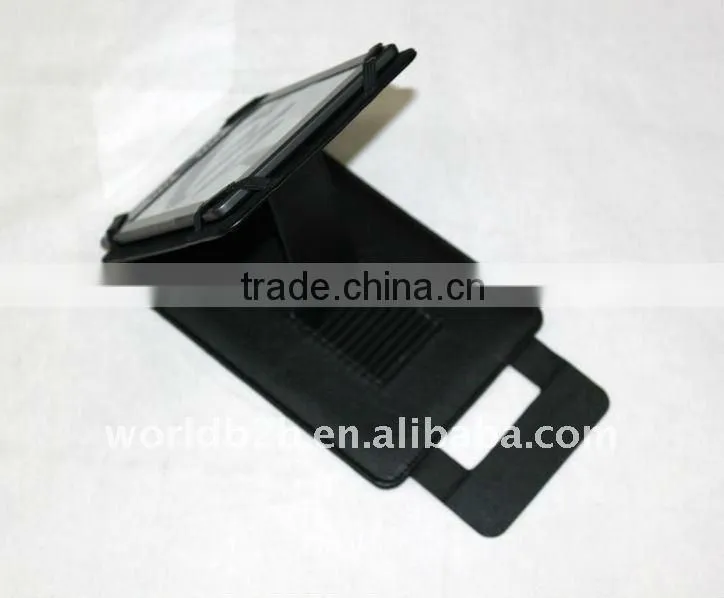 Black Slim Leather Case Folio with Multi Adjustable Viewing Angles for Amazon Kindle 4 and Kindle Touch E-Reader