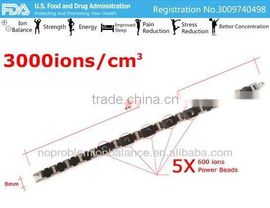 Noproblem P065 FDA tourmaline germanium bio magnetic titanium stainless steel sports energy fashion health bracelet