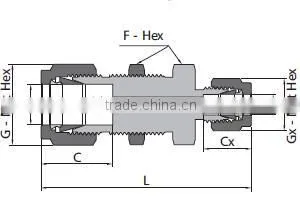 SS316 Gas Union Compression Fitting
