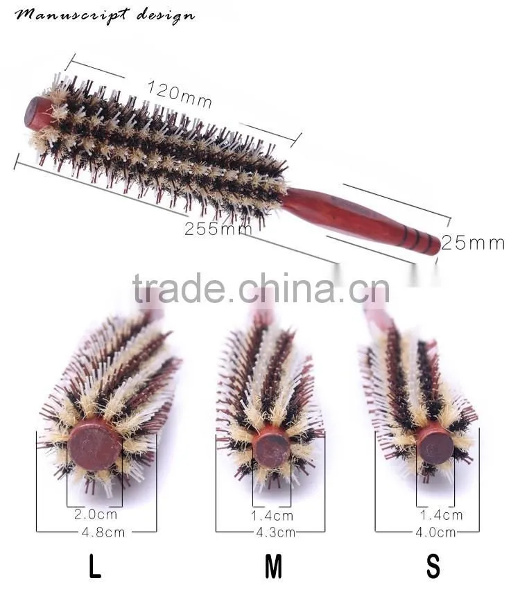 Roll Hair Care Brush Hairdressing Styling Curly Comb With Wooden Handle