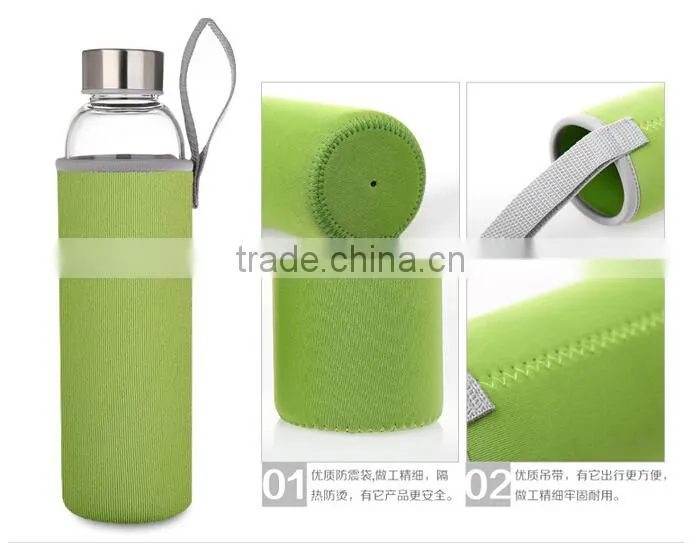Glass water bottle with hot water bottle cover