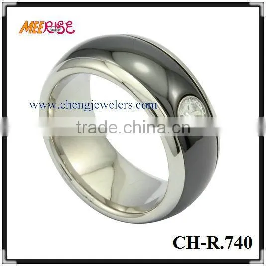 Fashion grooved ceramic men thumb ring