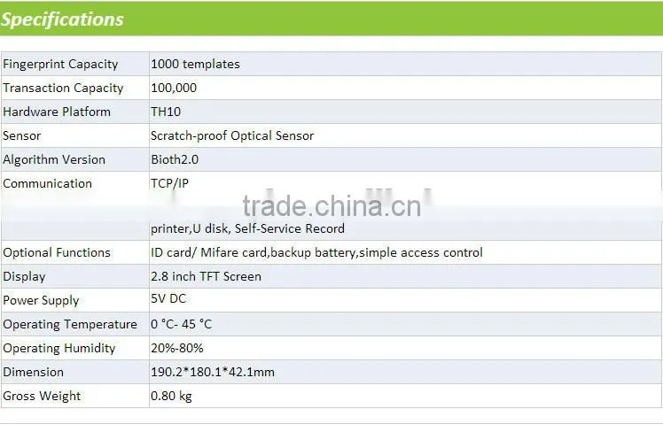 Hot sale fingerprint time attendance price of biometrics fingerprint scanner for wholesale
