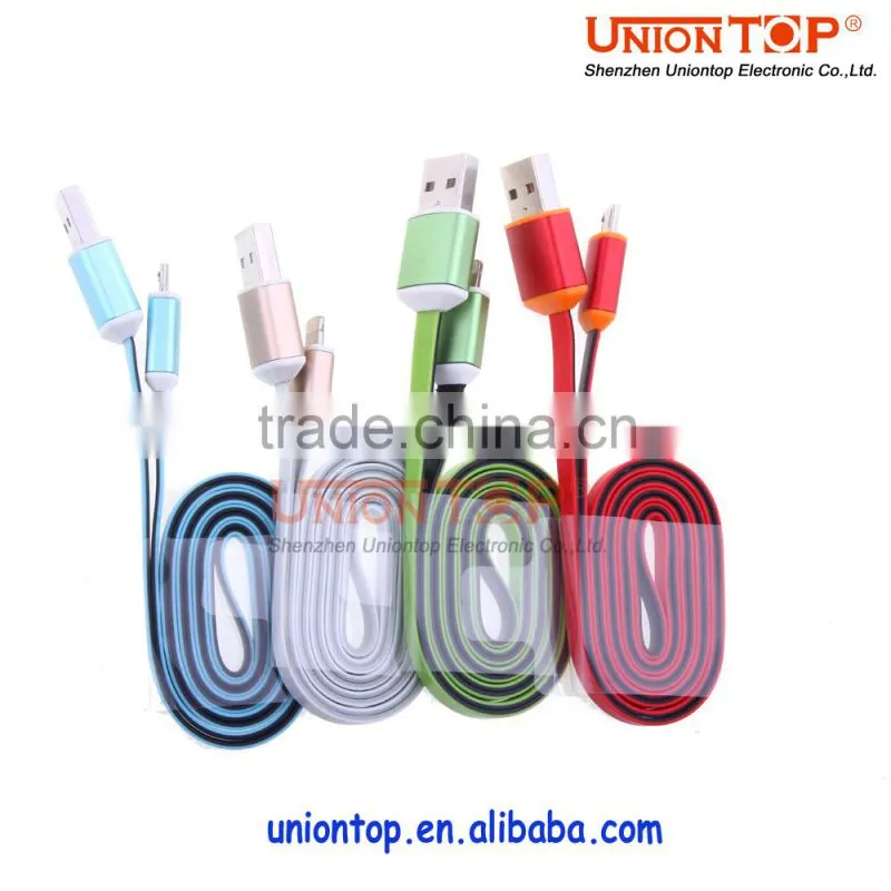 wholesale colorful flat led micro usb data cable for android and smart phone
