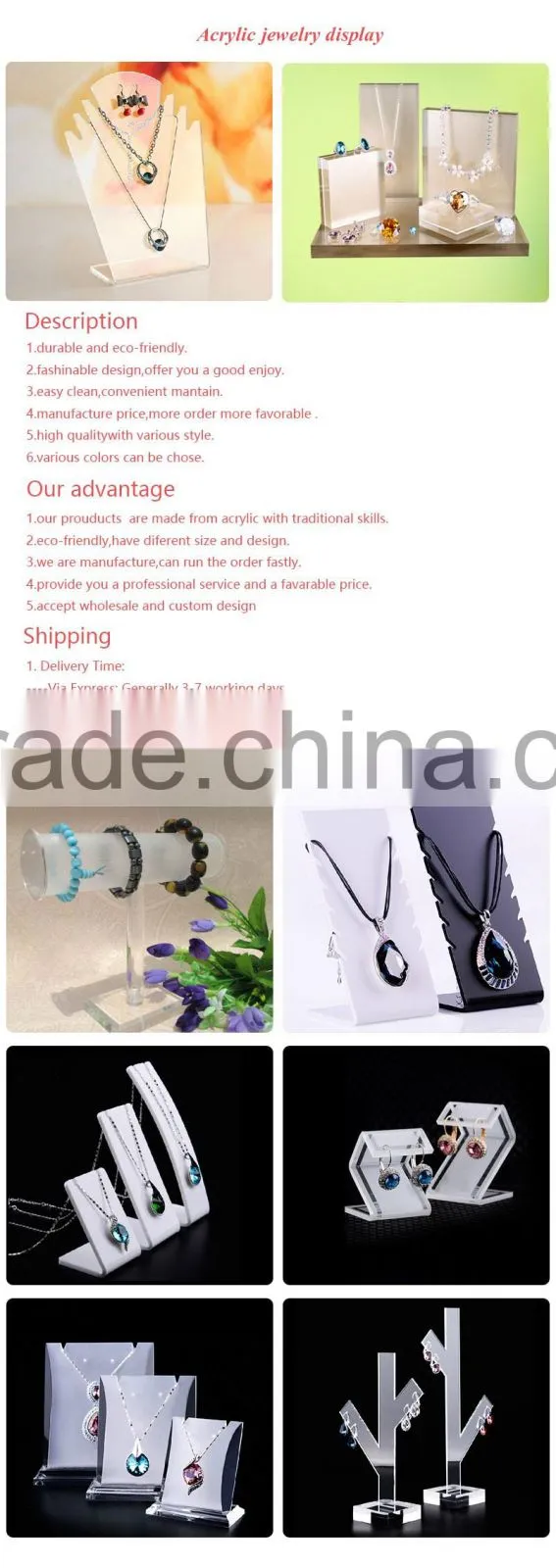 colorful luxury MDF acrylic jewelry display sets elegant necklace rings earrings display durable jewellery holder stand