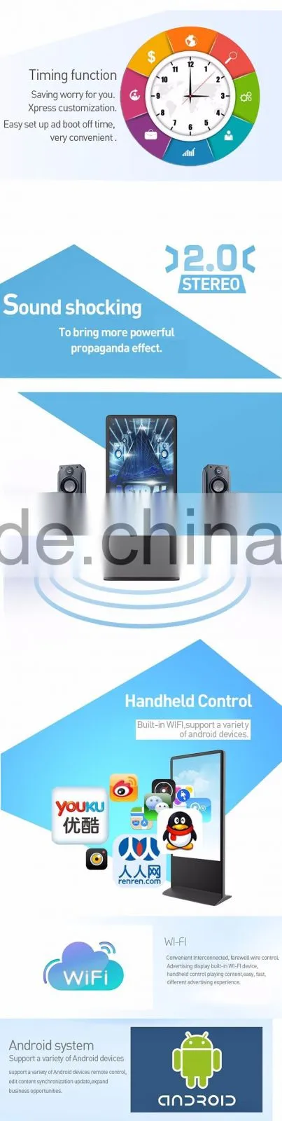 42inch indoor 1080p TFT lcd advertising digital signage LCD totem