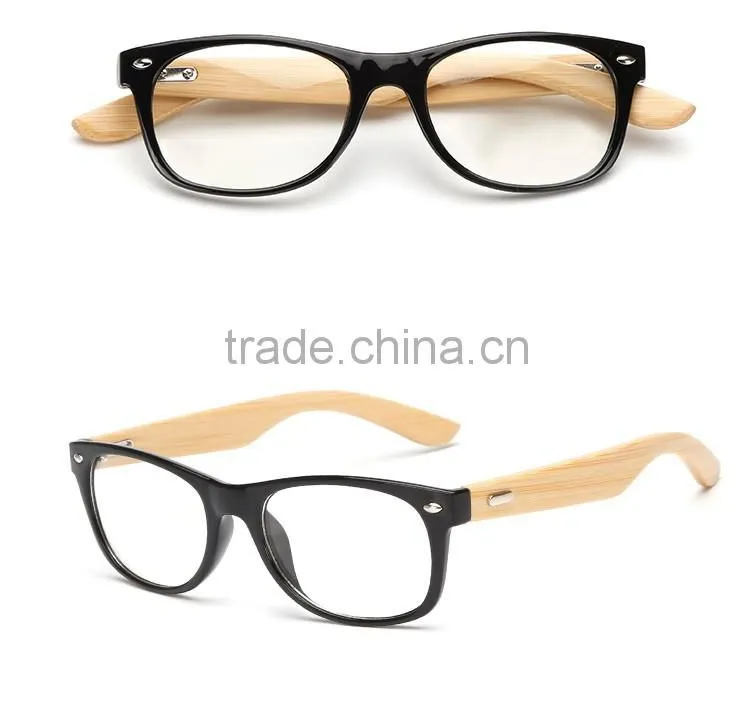 hot fashionable clear lenses plastic frame and bamboo temple optical reading glasses