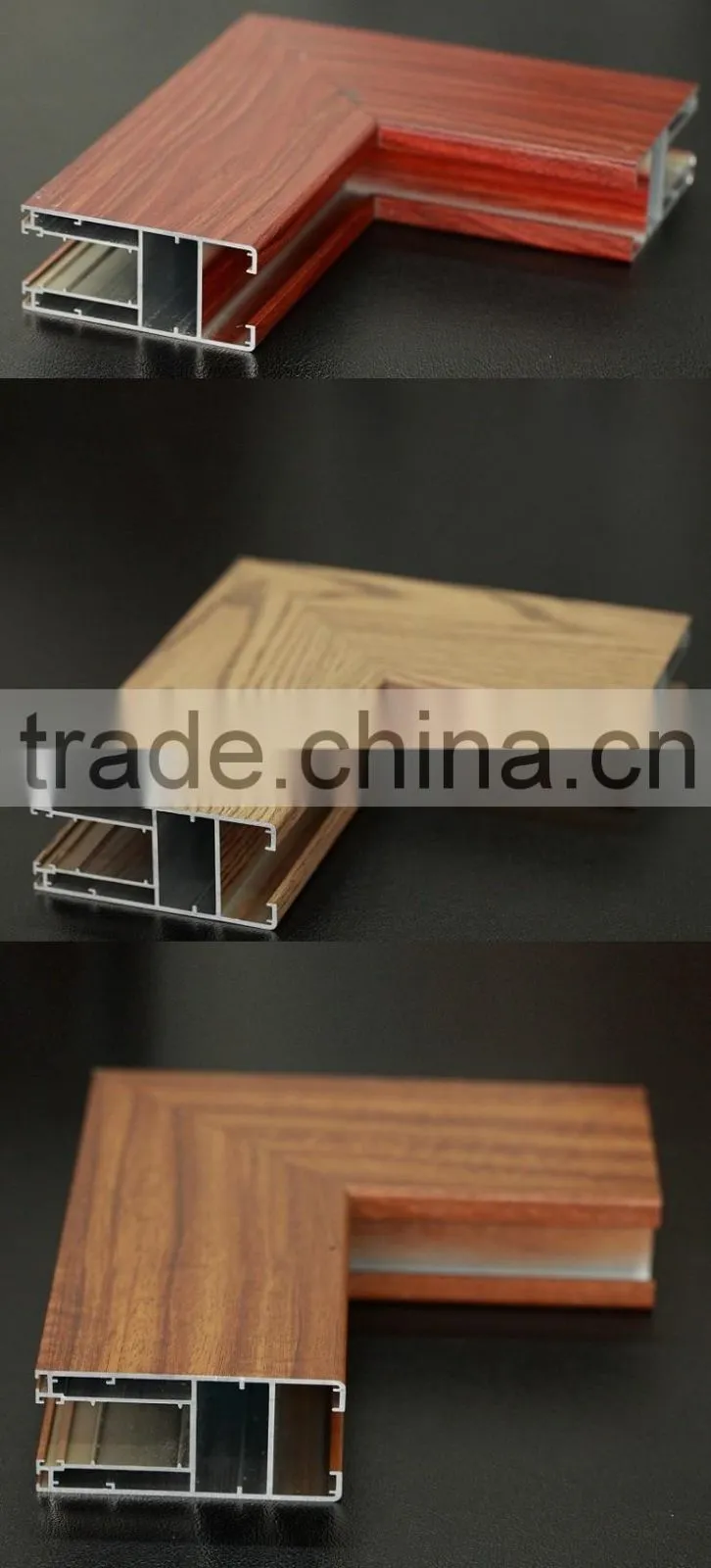 Standard aluminum extrusion alloy wood-grained