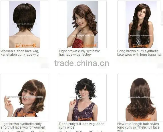 Wholesale fashion hair style long curly synthetic lace wig, hair wigs vendor and factory
