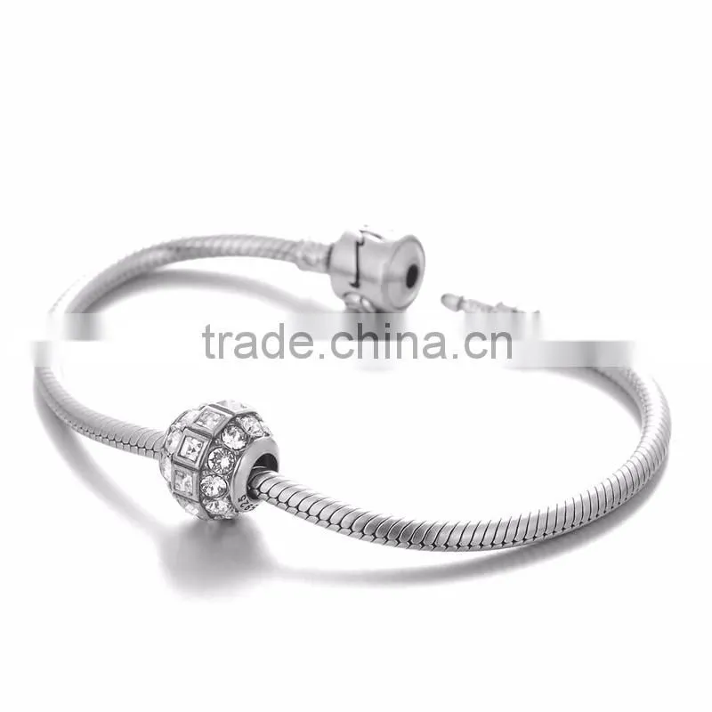 X246 European Style Crystal Ball Charms Bead 925 Sterling Silver