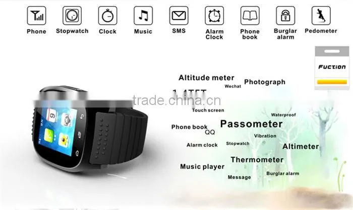 2016 hot waterproof Bluetooth Smartwatch M26 Smart watch for Android IOS