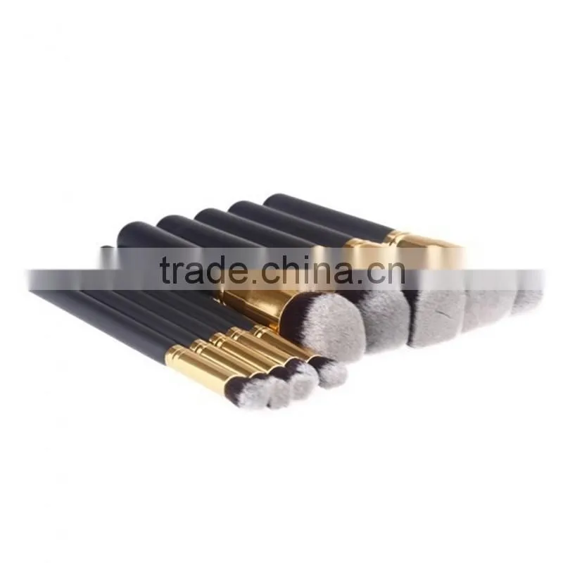 Hot sale high quality 10pcs Black gold Synthetic Kabuki Makeup Brush Set with private label