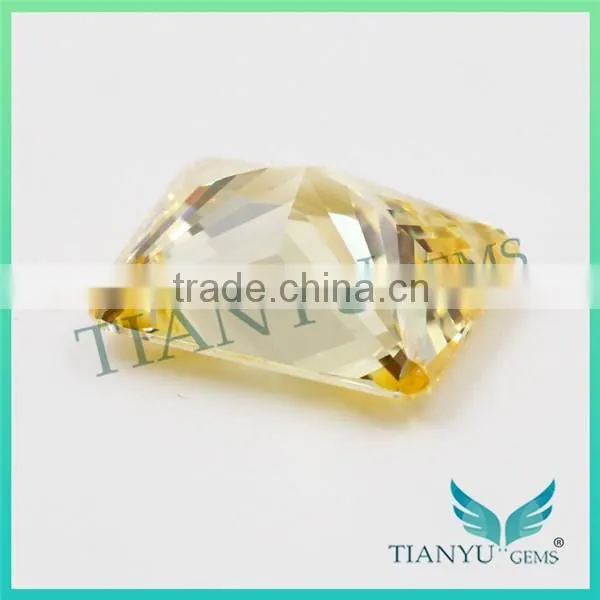 Wholesale Synthetic Heat Zircon Stone Yellow Rectangle CZ Gemstones Loose Cubic Zirconia Jewelry Price