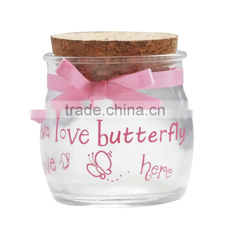2014 Hot sale small cheap glass jar with cork stopper