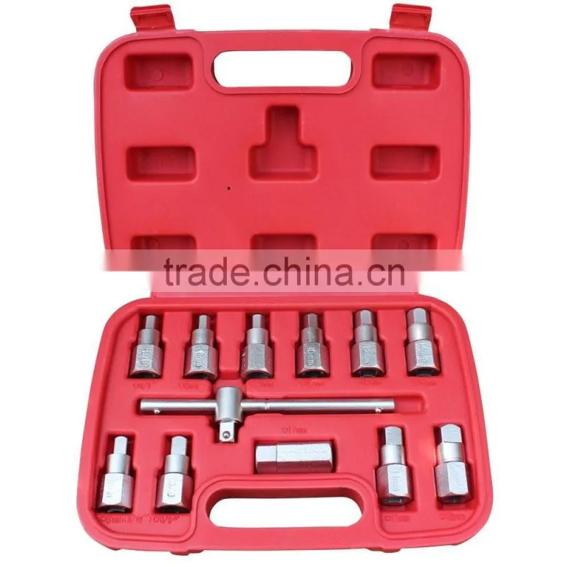 12pc Universal Drain Plug Key Set Oil Drain Plug Wrench Set