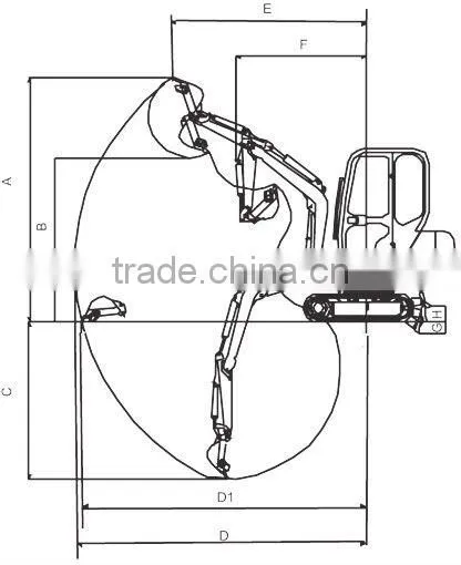 yuchai YC15-8 mini excavator/1.5 ton crawler excavator