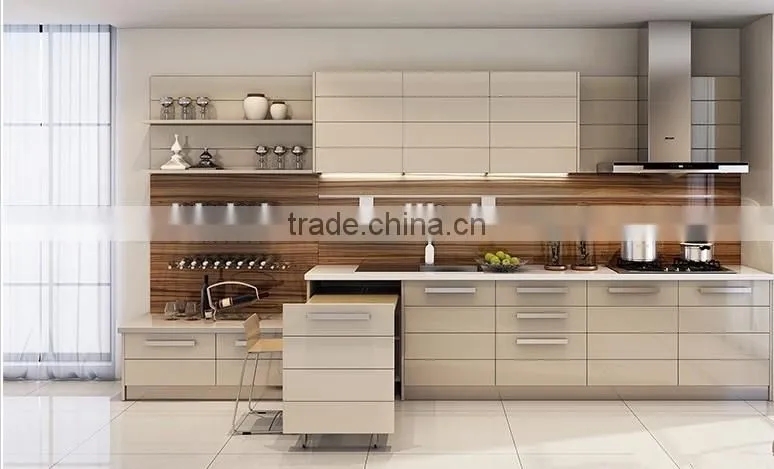 Modern Style Wooden Kitchen Cabinet, Customized Kitchen Furniture Set, Simple Design Base Cabinet With Countertop Island