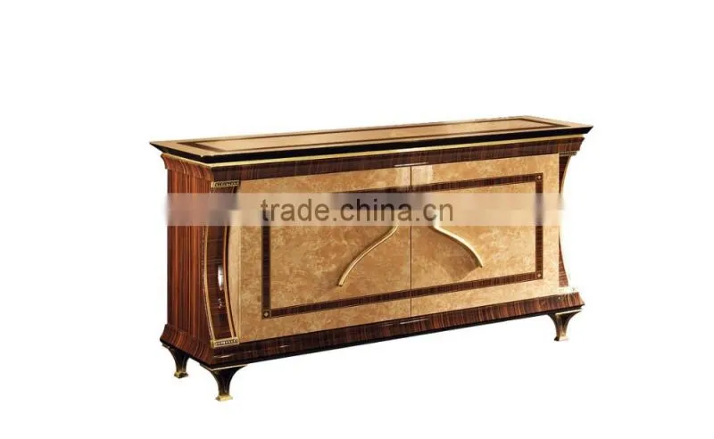 NEW ARRIVAL Charming Wooden Veneer Buffet With Matching Mirror/Italian Classic Side Board(MOQ=1 SET)