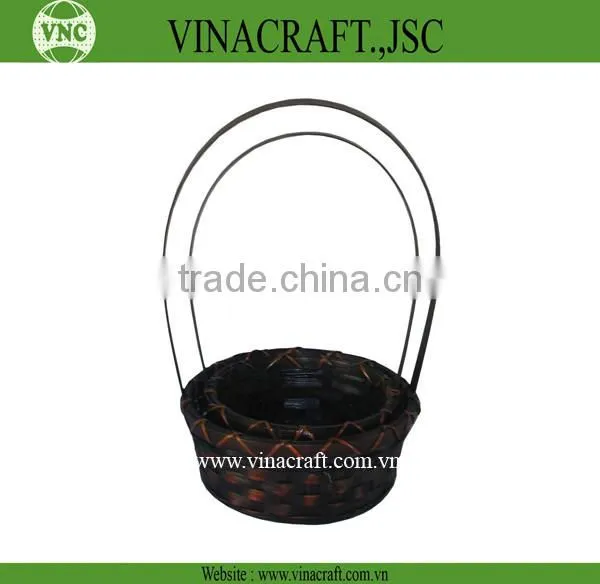 Bamboo flower basket with handle