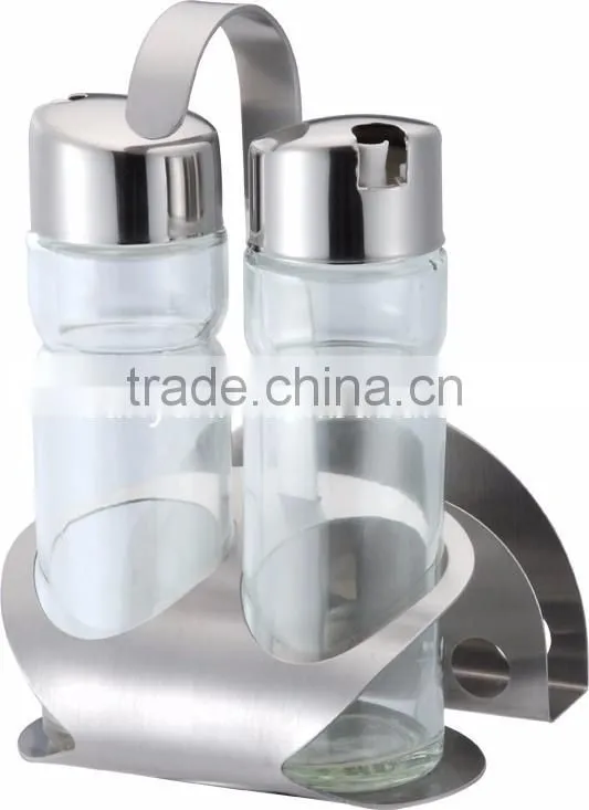 Kitchenware Glass Stainless Steel Cruet Oil Vinegar Bottle Sauce Caster Oil and Vinegar