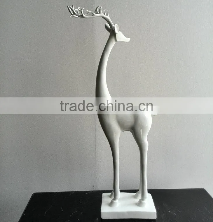 Resin white reindeer statue