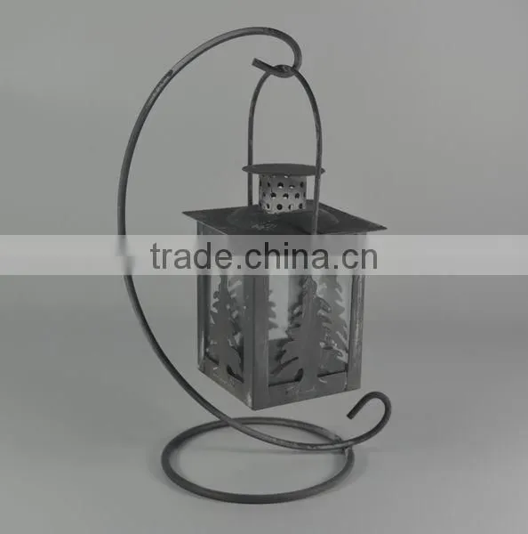 Metal mini lantern with metal stand