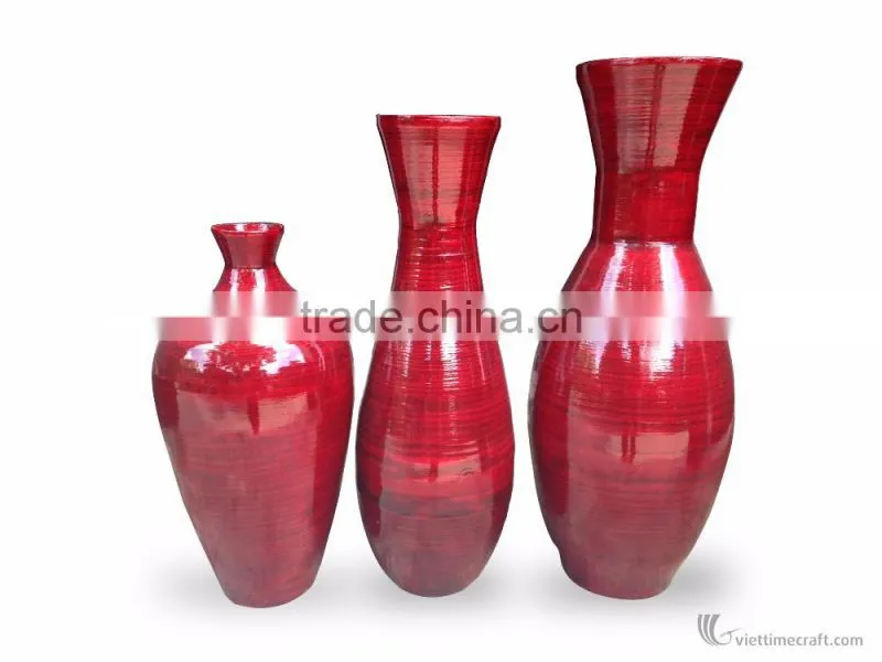 Spun bamboo vases, decorative flower vases with lacquer finish