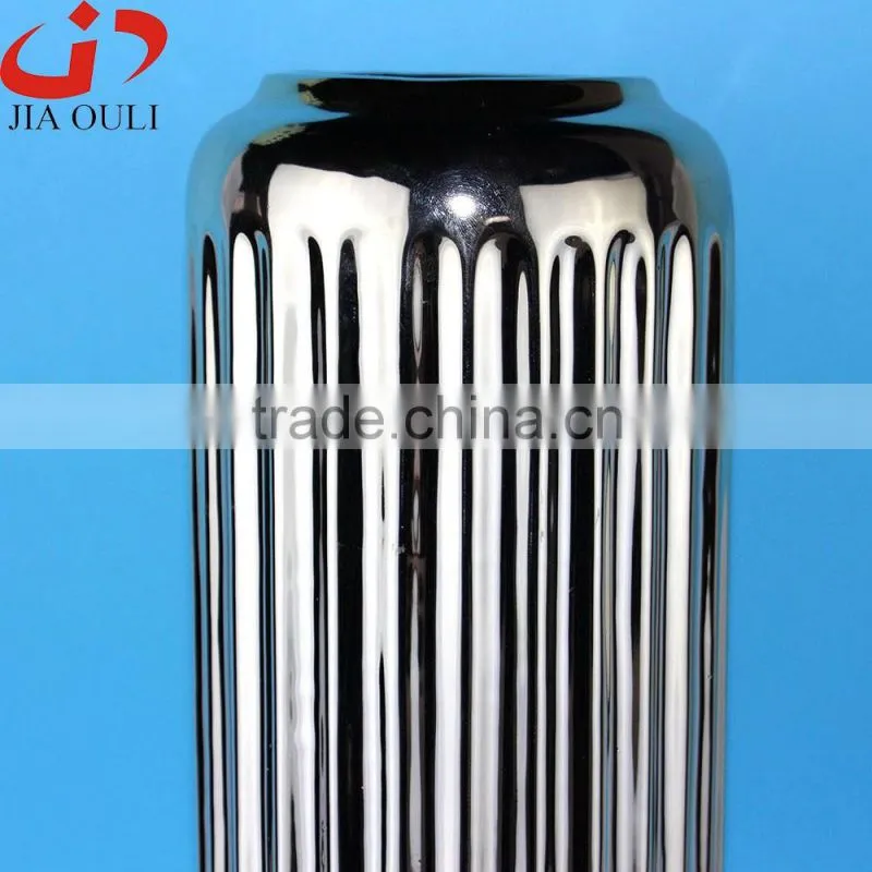 High Quality home decor plating silver ceramic vase, plating vase