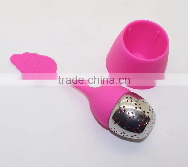 Food Grade silicone loose leaf tea infuser,silicone tea filter,silicone tea strainer with stainless steel ball