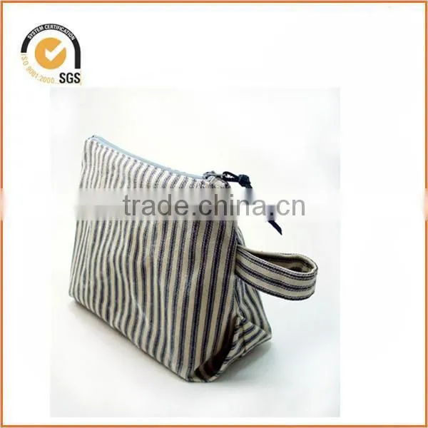 Waxed Canvas Cosmetic/Toiletry Zipper Pouch (Navy Stripe) By Chiqun Donggaun CQ-H02004