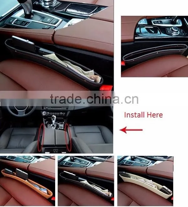 Premium PU Leather Seat Catch Car Seat Slit Pocket Organizer