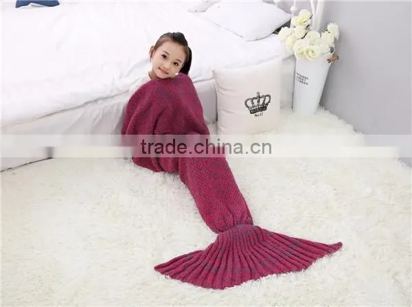 Bulk Wholesale Hotsale Acrylic Children Blankets Mermaid Tail Blanket