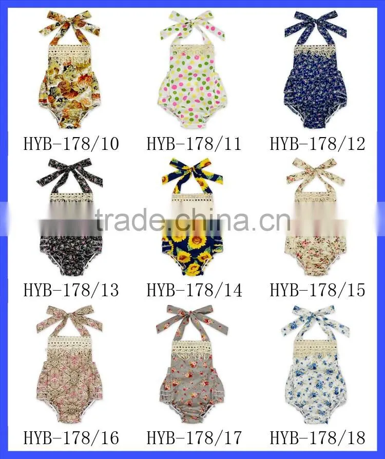 HYB178 Yihong New Arrive Children Clothing Ruffle Baby Girls Halter Summer Baby Romper