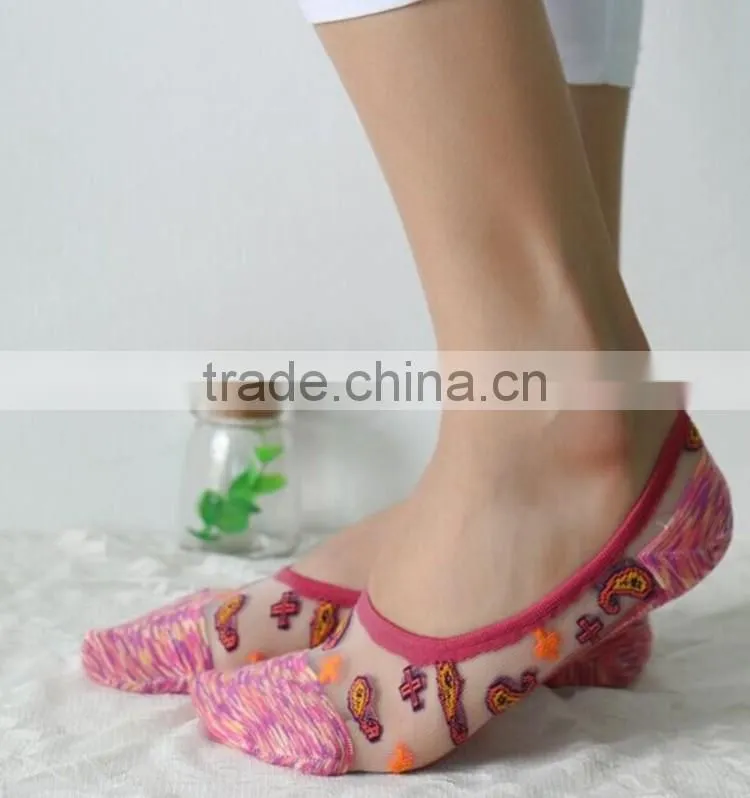 New Design Candy Colors Women Sock Antiskid Liner No Show Peds Invisible Low Cut Ice sock