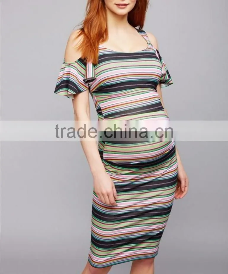 Cold shoulder pregnant clothes summer dress for pregnant