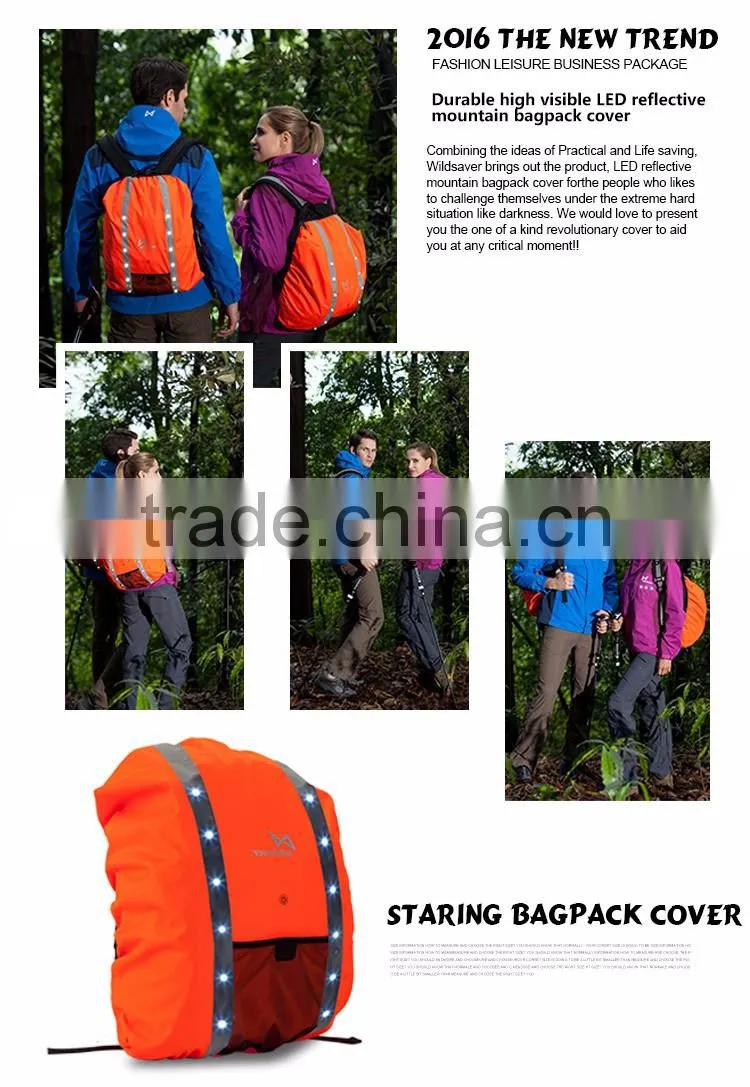 camping waterproof dry bag safety LED flashing backpack cover